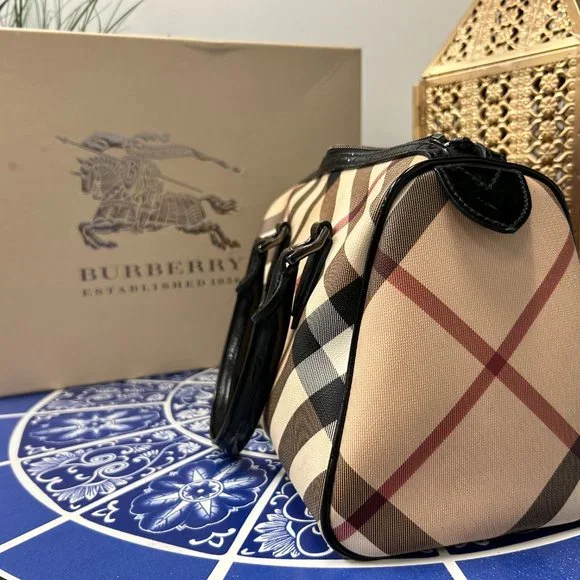 Burberry Nova Check Top Handle Bowling Bag